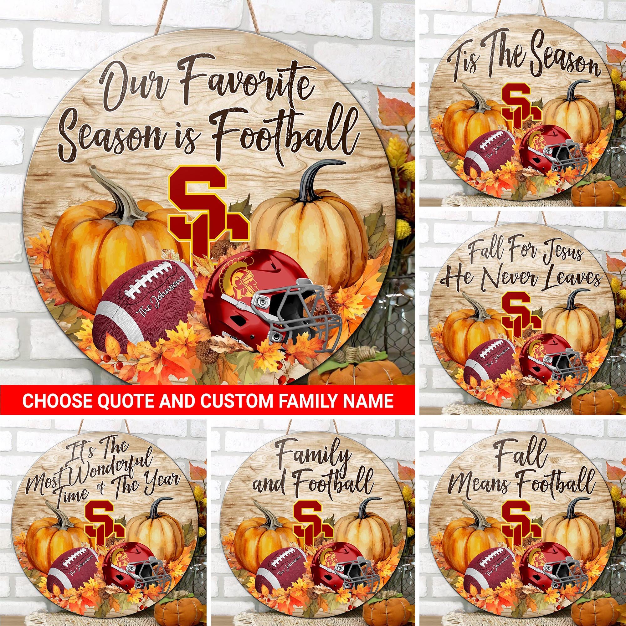 USC Trojans Shape Wooden Sign Customized Your Family Name And Choose Your Quotes, Sport Gifts For Fan, Home Decorations ETRG-51656